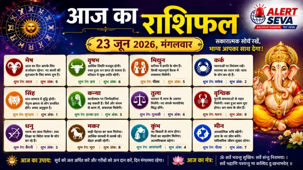 Aaj Ka Rashifal 23 June 2026: आज मंगलवार को चंद्रमा का कन्या से तुला में गोचर, जानें 12 राशियों का भाग्य
