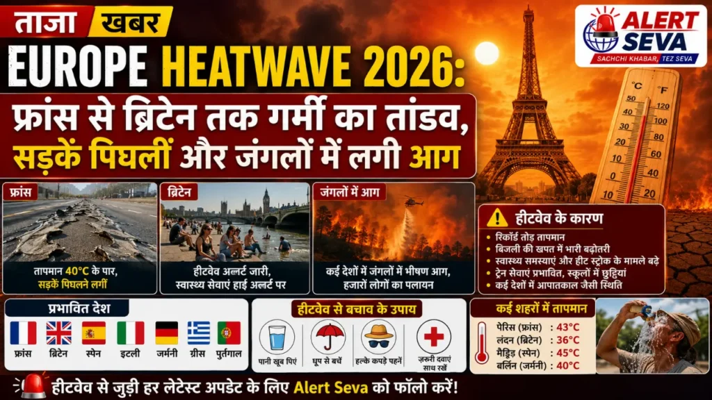 Europe Heatwave 2026: फ्रांस से ब्रिटेन तक गर्मी का तांडव, सड़कें पिघलीं और जंगलों में लगी आग