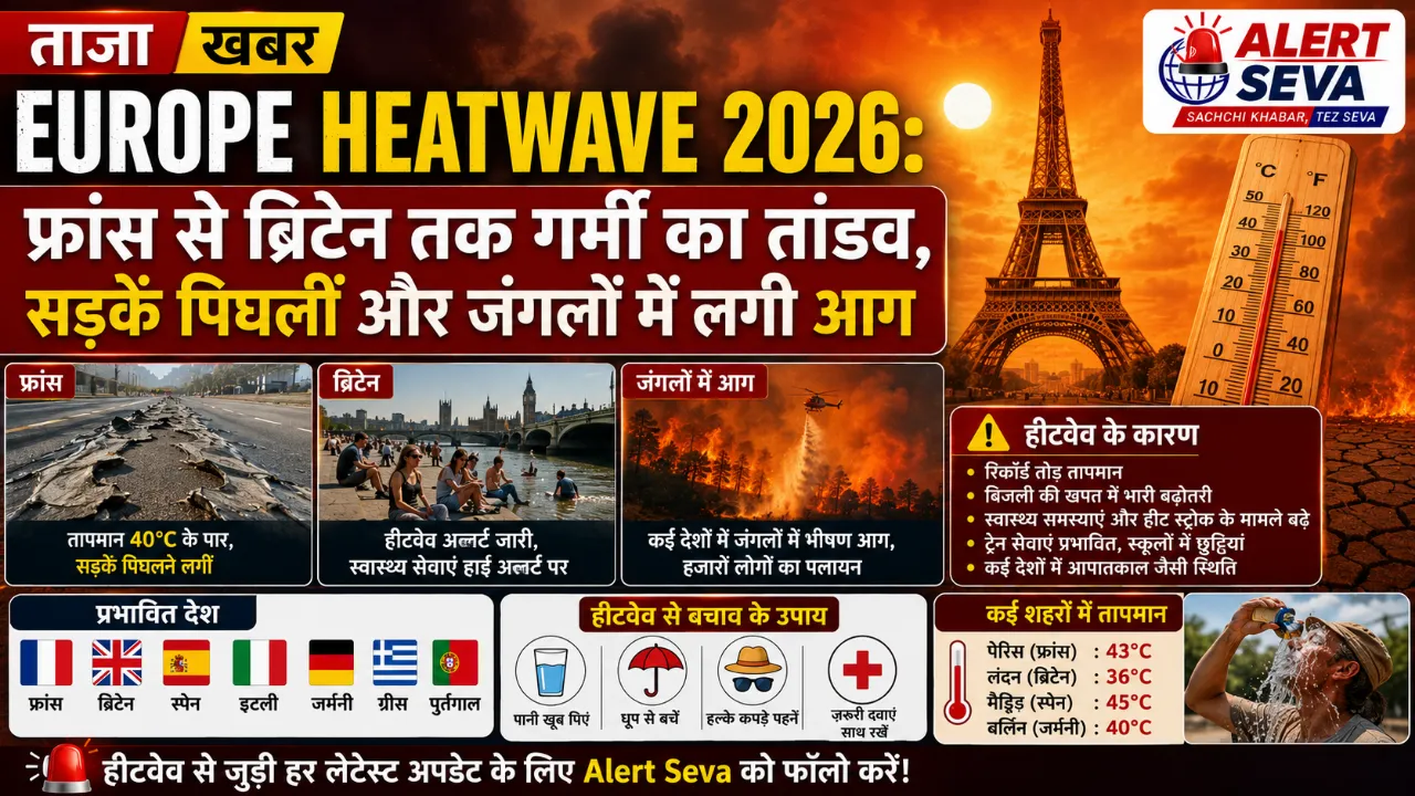 Europe Heatwave 2026: फ्रांस से ब्रिटेन तक गर्मी का तांडव, सड़कें पिघलीं और जंगलों में लगी आग