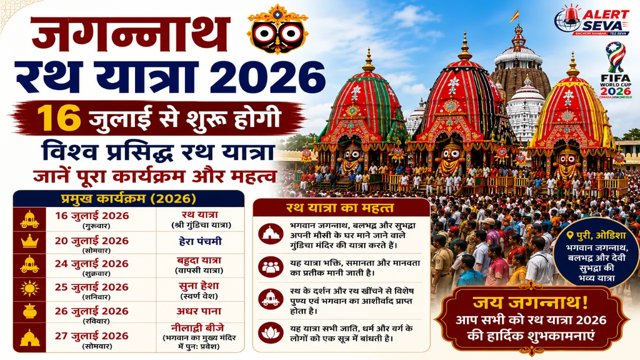Jagannath Rath yatra 2026 kab se hai: 16 जुलाई से शुरू होगी विश्व प्रसिद्ध रथ यात्रा, जानें पूरा कार्यक्रम और महत्व