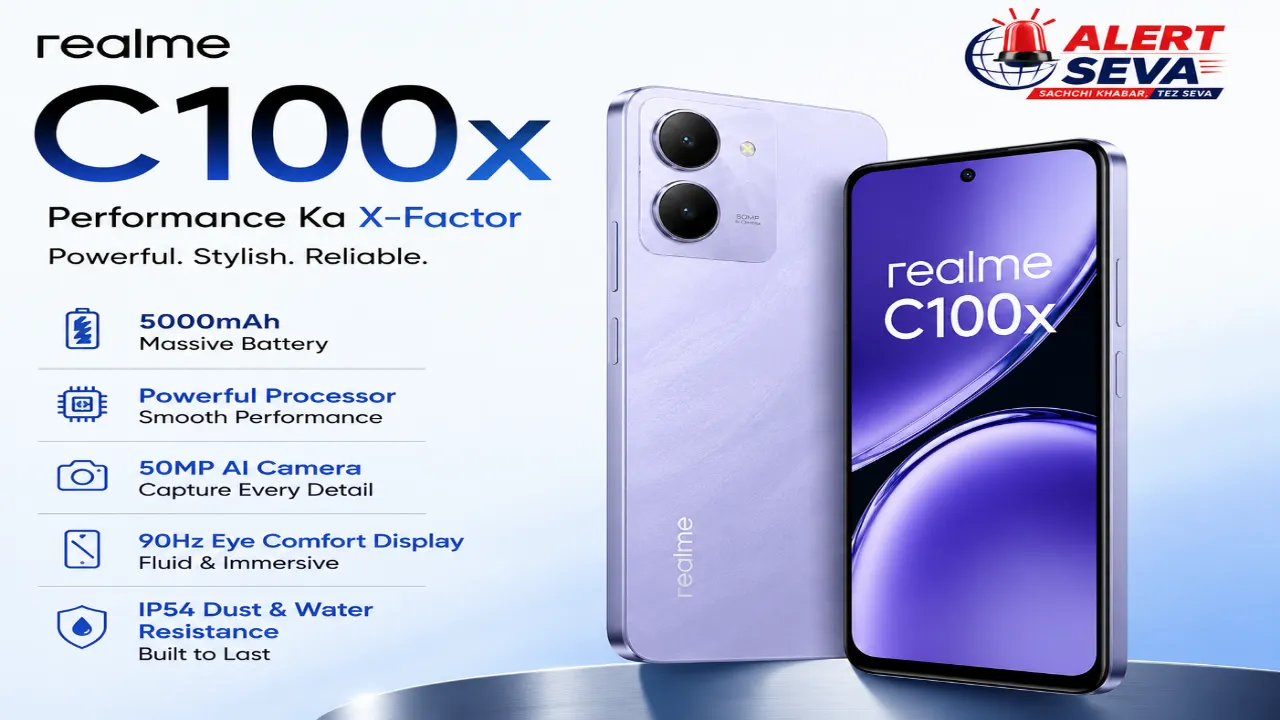 Realme C100x 8000mAh बैटरी, मिलिट्री-ग्रेड ड्यूरेबिलिटी और 120Hz डिस्प्ले के साथ सिर्फ ₹14,499 में लॉन्च